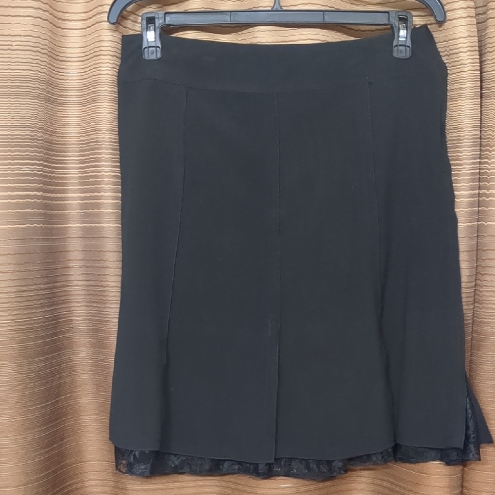 Allison Taylor Black A-Line Skirt with Lace Trim